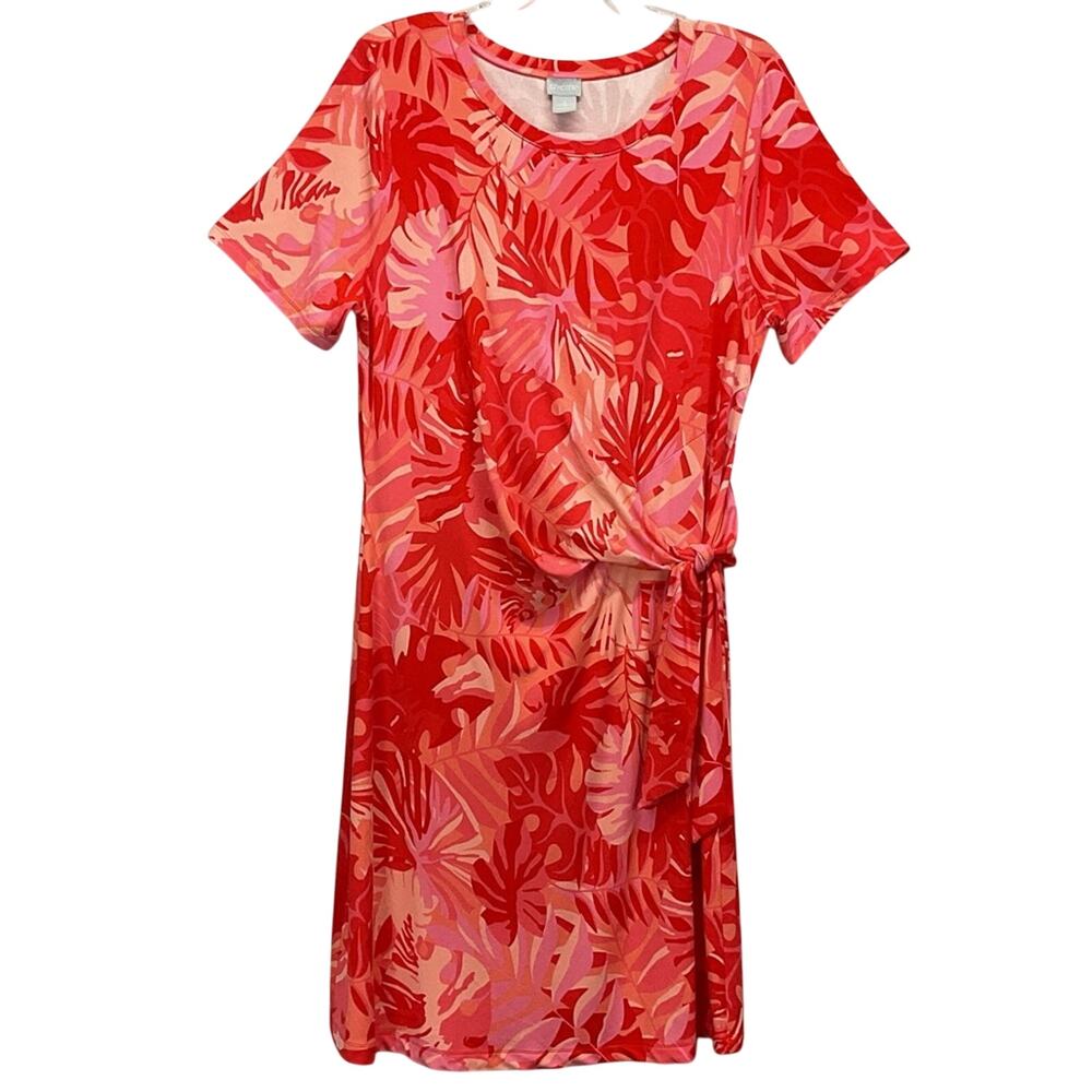 Chico's Faux Wrap Dress Size 2 (M/12) Multicolor Tropical Casual Vacation Travel